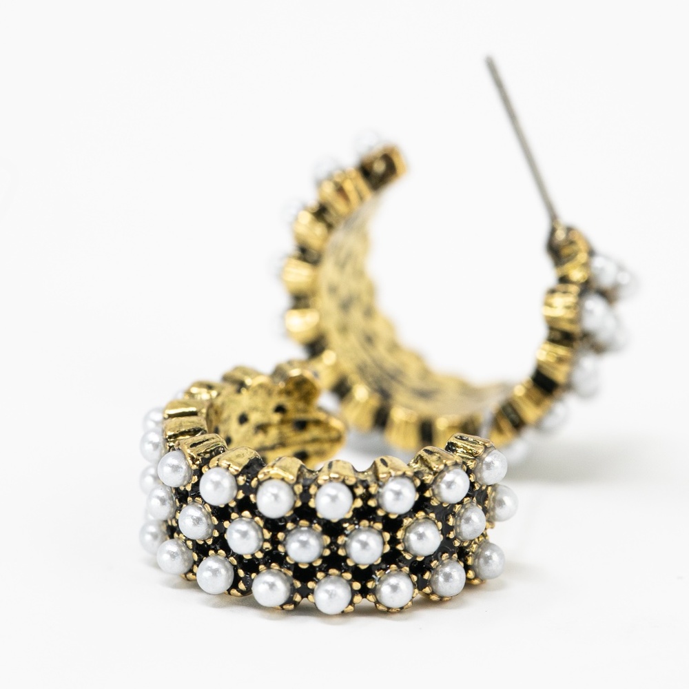 pearl hoop earrings gold vintage
